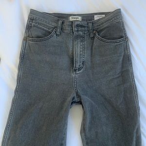 Wrangler High Waist Raw Hem Kick Flare Mom Jeans